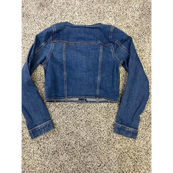 Madewell Denim Square Neck Crop Top, Dark Wash Women’s Small, Button Up Western - Picture 11 of 14